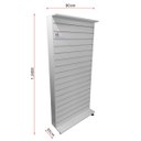 Ver imagem 4 de Gôndola de Painel Canaletado com Rodízios Mdf Branco 190x90x40cm Expositor de Chão para Lojas e Pdv