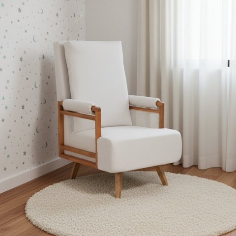 Poltrona de Amamentação Fixa com 4 Pés Mila Bege Off White