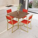 Ver imagem 1 de Conjunto Mesa de Jantar Quadrada Imbuia 4 Cadeiras Estofado Riviera Industrial Don Castro de