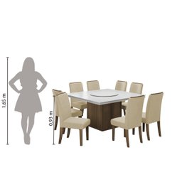 Conjunto De Mesa Sala de Jantar Com Tampo Giratório Amesterdã 1,36m 8 Cadeiras Grécia Cedro/Off/ - 6