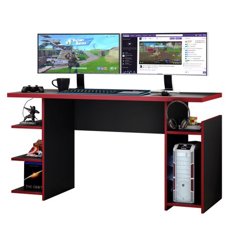 Mesa para Computador Office NT 2065 Preto com Vermelho - Notável