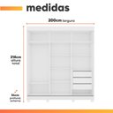 Ver imagem 7 de Guarda Roupas Casal com Espelho 3 Portas de Correr 3 Gavetas Saimon