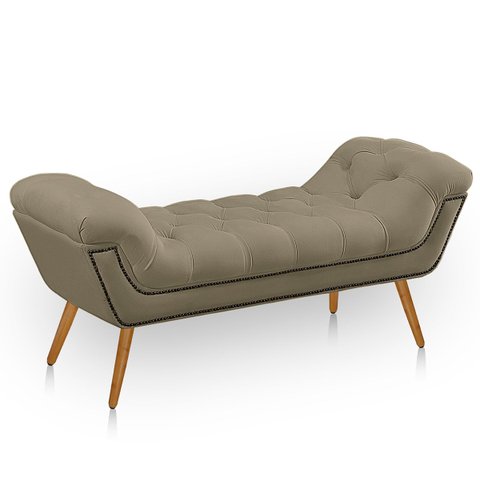 Recamier Estofada Casal Queen Ayla Veludo Bege Escuro Ateliê do Conforto Recamier Casal Queen Estofa