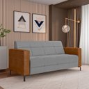 Ver imagem 2 de Sofá Living Decorativo Houston 2 Lugares 180cm Pés em Metal Veludo/ Pu Cinza/ Caramelo G33 - Gran Be