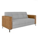 Ver imagem 1 de Sofá Living Decorativo Houston 2 Lugares 180cm Pés em Metal Veludo/ Pu Cinza/ Caramelo G33 - Gran Be