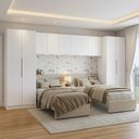 Ver imagem 1 de Quarto Infantil com 2 Guarda-Roupas Neo 3 Aéreos 1 Mesa de Cabeceira Branco Madesa