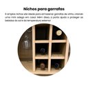 Ver imagem 6 de Bar com 2 Portas e 1 Gaveta, Pés de Metal, 6 Nichos para Garrafas, Buffet Adega Estocolmo Bege/Carva