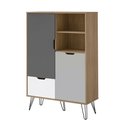 Ver imagem 3 de Bar com 2 Portas e 1 Gaveta, Pés de Metal, 6 Nichos para Garrafas, Buffet Adega Estocolmo Bege/Carva
