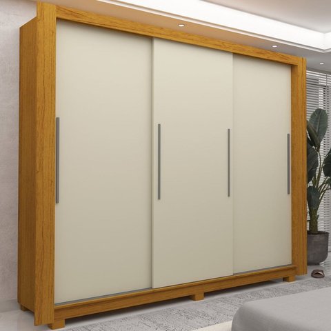 Guarda-Roupa Casal 3 Portas com Pés 100% MDF Roma