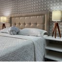 Ver imagem 1 de Cabeceira King 195 Cama Box Veneza Luxor Bege Linho Painel Rbl