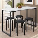 Ver imagem 2 de Mesa de Cozinha Bistrô Porto Branco 120cm com 4 Banquetas Industriais Maviê Preto - Mpozenato