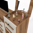 Ver imagem 3 de Cômoda Br com Gavetas Nicho Acompanha 1 Gaveta com Chave e Espelho Articulado Cor Nature/off White P