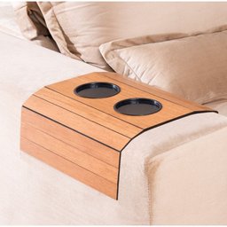 Kit 2 Bandeja Esteira para Braço de Sofá Mdf Cinamono com Porta Copos e Controle - 4