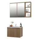 Ver imagem 2 de Conjunto Gabinete para Banheiro com Espelheira Sampa Marrom/Noce