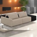 Ver imagem 6 de Sofá Ilha Modular para Sala 252cm com Puff Dublin K01 Linho Bege e Sintético Preto - Lyam Decor