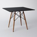 Ver imagem 2 de Conjunto de Mesa de Jantar Eames Eiffel Quadrada 90cm Tampo de Madeira Preto com 2 Cadeiras Pretas