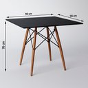 Ver imagem 4 de Conjunto de Mesa de Jantar Eames Eiffel Quadrada 90cm Tampo de Madeira Preto com 2 Cadeiras Pretas