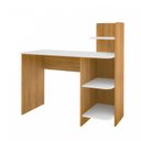 Ver imagem 6 de Escrivaninha Mesa Escritório com Estante Link 3 Prateleiras 100% MDF 111,5cm Carvalho e Branco Bege