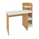 Ver imagem 3 de Escrivaninha Mesa Escritório com Estante Link 3 Prateleiras 100% MDF 111,5cm Carvalho e Branco Bege