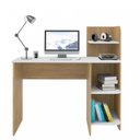 Ver imagem 5 de Escrivaninha Mesa Escritório com Estante Link 3 Prateleiras 100% MDF 111,5cm Carvalho e Branco Bege