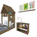 Ver imagem 5 de Conjunto Infantil Cama Banqueta 2 Nicho e Prateleira Bramov Móveis Bege/Carvalho Mel