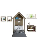 Ver imagem 3 de Conjunto Infantil Cama Banqueta 2 Nicho e Prateleira Bramov Móveis Bege/Carvalho Mel