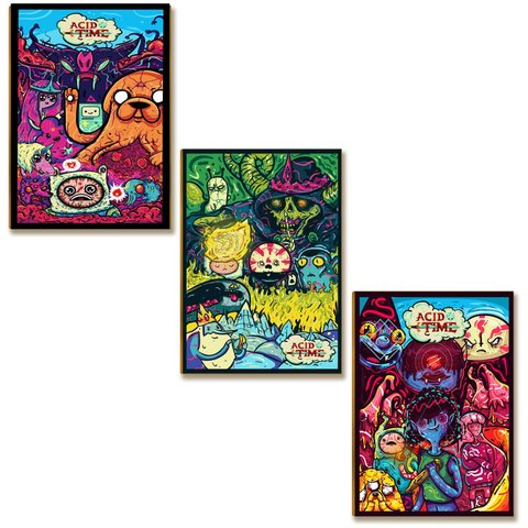 Kit 03 Placas Mdf Cartoon Personagens Decoração 28,7x22 Ah1