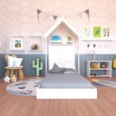 Ver imagem 1 de Conjunto Infantil Cama Banqueta 2 Nicho e Prateleira Bramov Móveis Branco