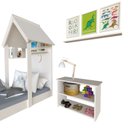 Ver imagem 5 de Conjunto Infantil Cama Banqueta 2 Nicho e Prateleira Bramov Móveis Branco