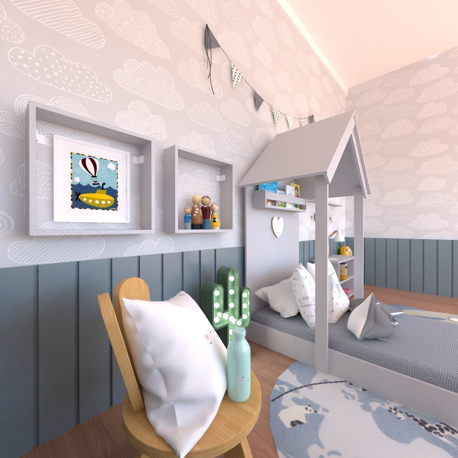 Conjunto Infantil Cama Banqueta 2 Nicho e Prateleira Bramov Móveis - 11