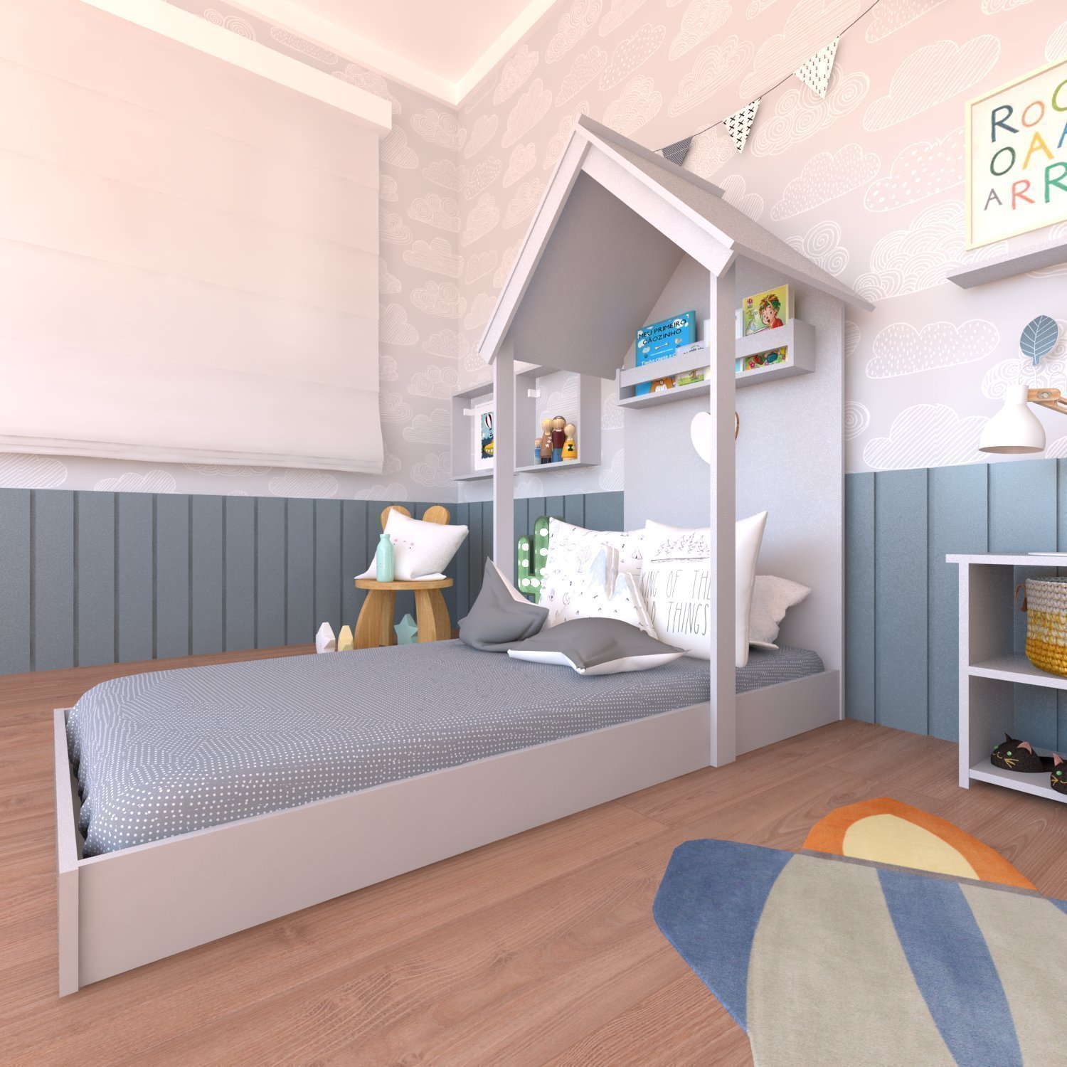 Conjunto Infantil Cama Banqueta 2 Nicho e Prateleira Bramov Móveis - 13