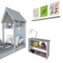 Ver imagem 5 de Conjunto Infantil Cama Banqueta 2 Nicho e Prateleira Bramov Móveis Cinza/Cristal