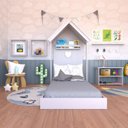 Ver imagem 1 de Conjunto Infantil Cama Banqueta 2 Nicho e Prateleira Bramov Móveis Cinza/Cristal