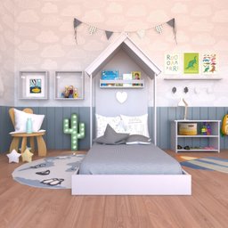 Conjunto Infantil Cama Banqueta 2 Nicho e Prateleira Bramov Móveis - 2