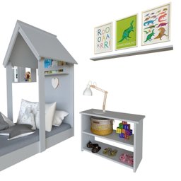 Conjunto Infantil Cama Banqueta 2 Nicho e Prateleira Bramov Móveis - 5