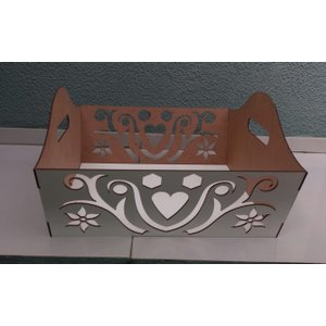 Cesto de Mesa com Detalhes Vazados em Mdf