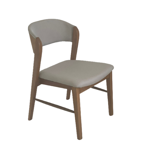 Cadeira Encosto em Madeira Estofado Linho Areia. Cor Natural