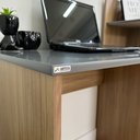 Ver imagem 5 de Escrivaninha Mesa Escritório com Estante Bordas Arredondadas Link 3 Prateleiras 100% MDF 111,5cm Carvalho e Grafite Bege