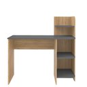 Ver imagem 4 de Escrivaninha Mesa Escritório com Estante Bordas Arredondadas Link 3 Prateleiras 100% MDF 111,5cm Carvalho e Grafite Bege