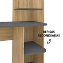 Ver mais imagens de Escrivaninha Mesa Escritório com Estante Bordas Arredondadas Link 3 Prateleiras 100% MDF 111,5cm Carvalho e Grafite Bege