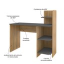 Ver imagem 7 de Escrivaninha Mesa Escritório com Estante Bordas Arredondadas Link 3 Prateleiras 100% MDF 111,5cm Carvalho e Grafite Bege