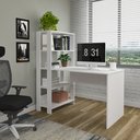 Ver imagem 2 de Escrivaninha Mesa Escritório com Estante 4 Prateleiras 120cm Match