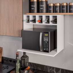 Armário Suporte para Microondas com Adega para Bebidas Lisa Branco - 1
