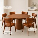 Ver imagem 6 de Conjunto Sala de Jantar Moderno Estofado 6 Cadeiras Courino Carina Mesa Redonda Austrália 140cm