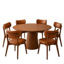 Ver imagem 2 de Conjunto Sala de Jantar Moderno Estofado 6 Cadeiras Courino Carina Mesa Redonda Austrália 140cm