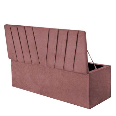 Calçadeira Baú Recamier Estofada Cama de Solteiro 100cm Bélgica Suede Rose- Mabe Magazine
