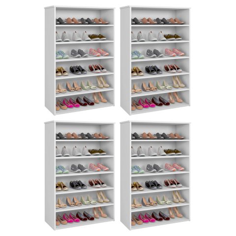 Kit 04 Armários Multiuso Sapateira Laís 5 Prateleiras Branco - Desk Design