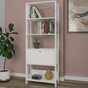 Ver imagem 1 de Estante de Livros Industrial 63CMX166CM 4 Prateleiras 1 Porta Match Branco