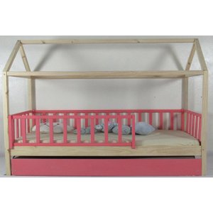 Bicama Infantil Solteiro Casinha Colorida Madeira Maciça Pinus Grade Vertical