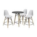 Ver imagem 1 de Conjunto Mesa Bistrô Eames Eiffel Preta com 3 Banquetas Brancas de Madeira - Cor: Preto